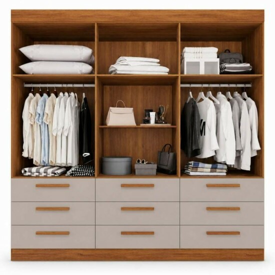 Guarda-roupa Dinamarca Larg. 1.84m Cinamomo/Off 6 Portas 9 Gavetas - Sall�to