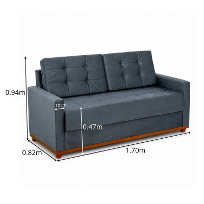 Sof� 3 lugares Living �ustria Veludo Grafite A15 Larg. 1.70m