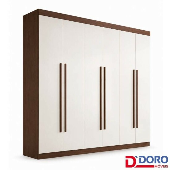 Guarda-roupa Monte Carlo 6 Portas Castanho/Off Larg. 2.32m - D Doro