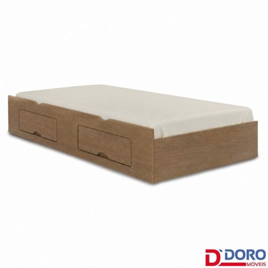 Cama Solteiro Mil�nio + Cama Auxiliar Solteiro 2 Gavetas Castanho - D Doro