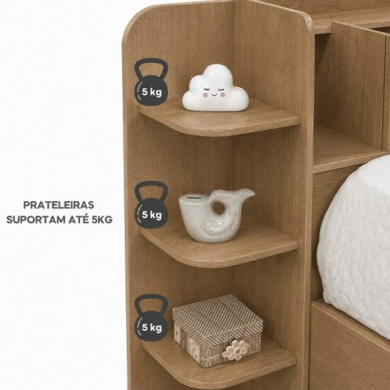 Cama Solteiro Mil�nio + Cama Auxiliar Solteiro 2 Gavetas Castanho - D Doro