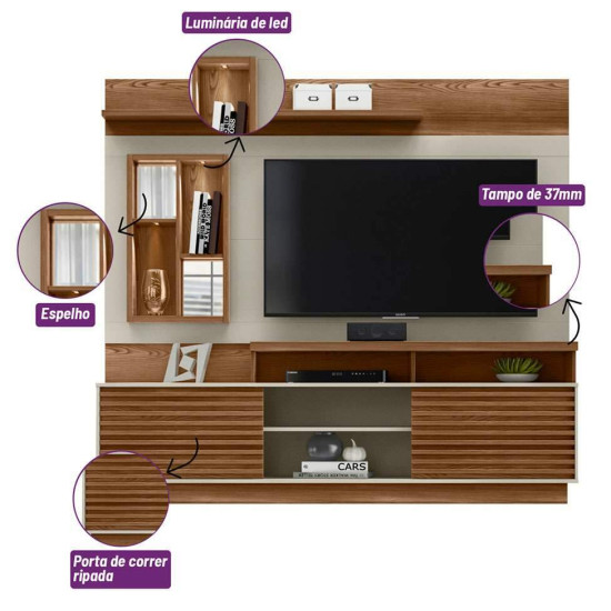 Home 2,00m Eldorado Freij�/Off White para TV at� 65\" - Linea Brasil