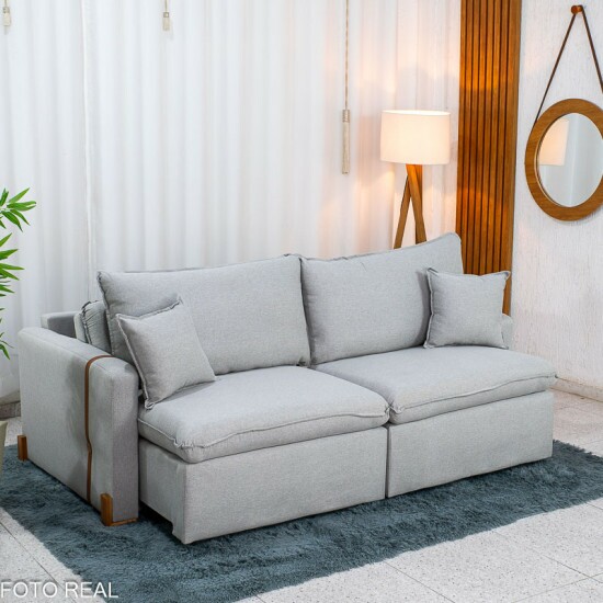 Sof� Retr�til Luma 2.00m Linho Cinza Gelo - Sem Caixa