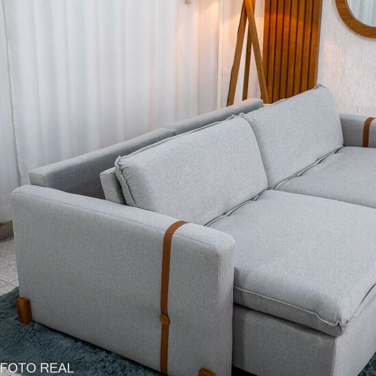 Sof� Retr�til Luma 2.00m Linho Cinza Gelo - Sem Caixa