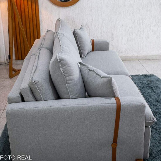 Sof� Retr�til Luma 2.00m Linho Cinza Gelo - Sem Caixa