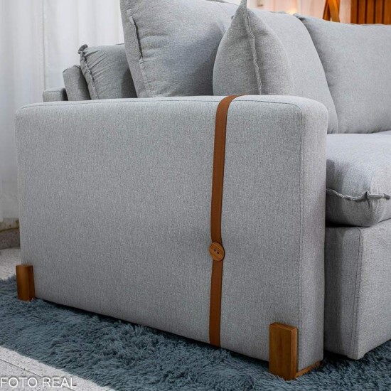 Sof� Retr�til Luma 2.00m Linho Cinza Gelo - Sem Caixa