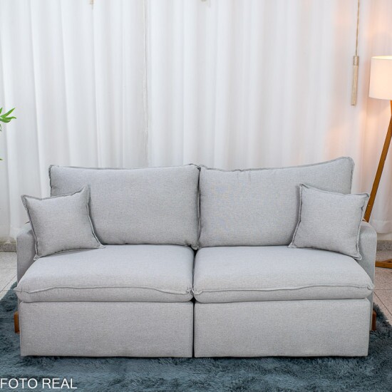 Sof� Retr�til Luma 2.00m Linho Cinza Gelo - Sem Caixa