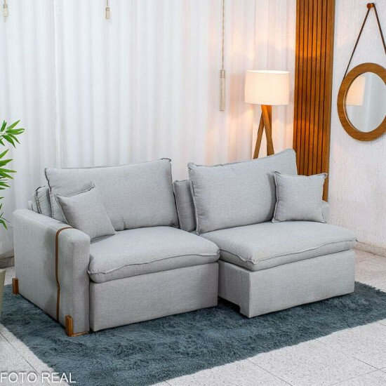 Sof� Retr�til Luma 2.00m Linho Cinza Gelo - Sem Caixa