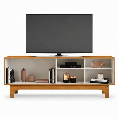 Rack Sereno 1.68m Cinamomo/Off C/Porta Ripada para TV at� 70