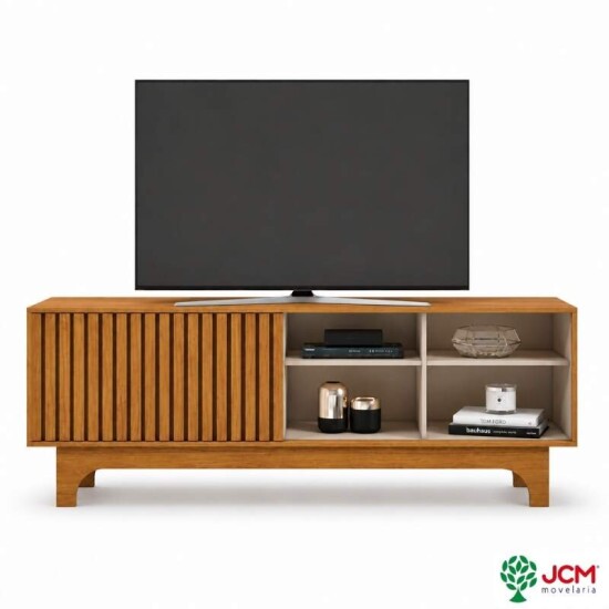 Rack Sereno 1.68m Cinamomo/Off C/Porta Ripada para TV at� 70\\\" - JCM