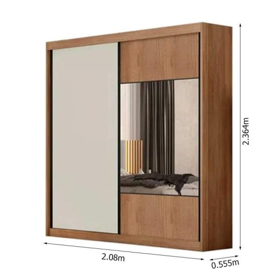 Guarda-roupa Versatto Cumaru/Fendi Larg. 2.08m C/Espelho 2 Portas 8 Gavetas - Novo Horizonte