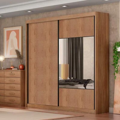 Guarda-roupa Versatto Cumaru Larg. 2.08m C/Espelho 2 Portas 8 Gavetas - Novo Horizonte