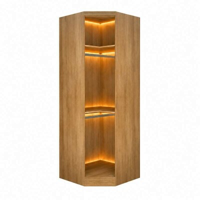 Modulado Rizon Canto Obl�quo Cumaru Larg. 0.827m C/Porta de Vidro com Led - Novo Horizonte