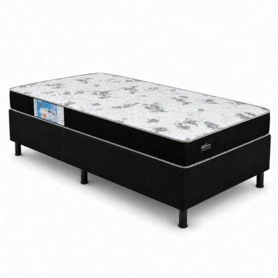 Colch�o Solteiro Espuma Sant� Nosso Sonho + Base Box Solteiro Sued Preto Ortobel - 88x188x51cm