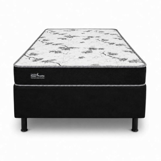 Colch�o Solteiro Espuma Sant� Nosso Sonho + Base Box Solteiro Sued Preto Ortobel - 88x188x51cm