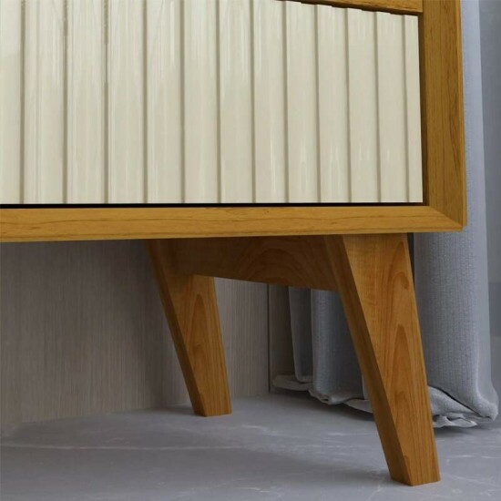 Sof� 3 lug. 8100 2.00m Linho Bege 24 + Rack Magn�fico 212 Larg. 2.18m + Painel Magn�fico 220 Nature/Off C/LED e Ripado TV at� 85\\\" - Gelius