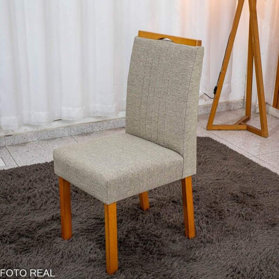Mesa Moscou 120x80 Cinamomo/Vidro Off + 4 Cadeiras Atlanta Linho Bege Madeira Minas Plac - Entregue Montada