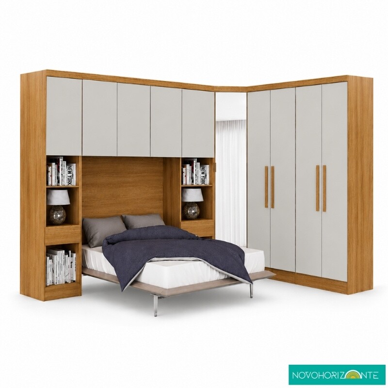 Modulado Comp. Rizon C/Roupeiro Moderni Cumaru/Fendi - Novo Horizonte