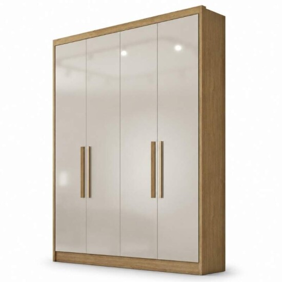Modulado Casal Cumaru/Fendi Fosco 1 Guarda-Roupa Rizon New 4 Pts + 2 Criado Rizon + 1 Canto Obl�quo Rizon C/Porta de Vidro + 1 A�reo 3 portas Rizon - Novo Horizonte