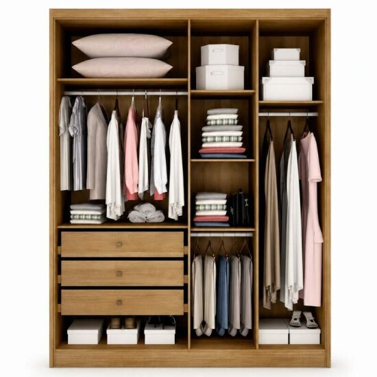 Modulado Casal Cumaru/Fendi Fosco 1 Guarda-Roupa Rizon New 4 Pts + 2 Criado Rizon + 1 Canto Obl�quo Rizon C/Porta de Vidro + 1 A�reo 3 portas Rizon - Novo Horizonte