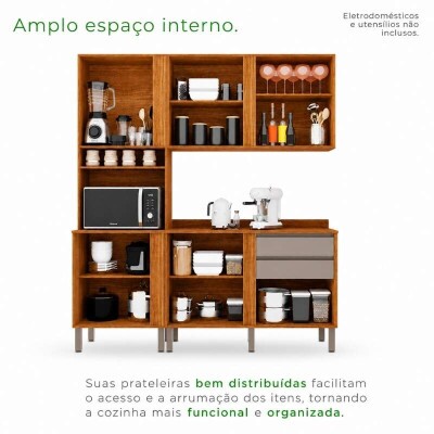 Torre Quente Cozinha P�rola + Balc�o 1.20m + A�reo 2 Portas 1.20m Cinamomo/Off - Sall�to
