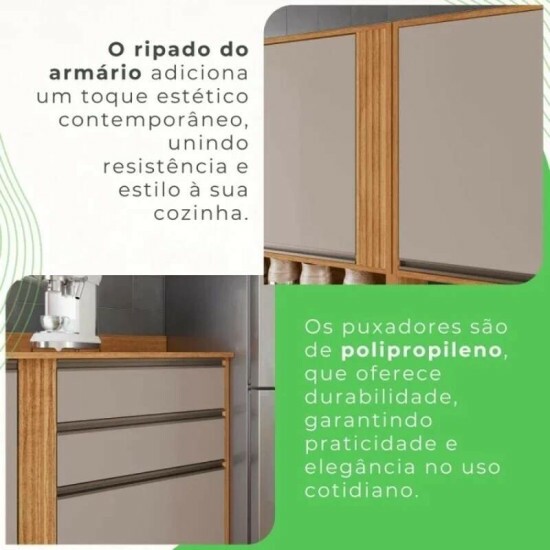 Torre Quente Cozinha P�rola + Balc�o 1.20m + A�reo 2 Portas 1.20m Cinamomo/Off - Sall�to