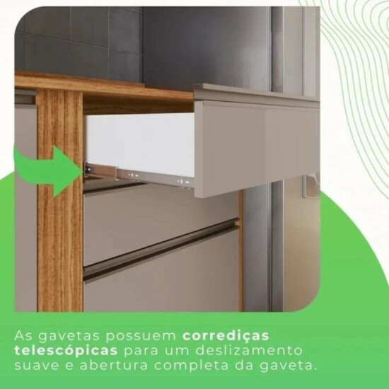 Torre Quente Cozinha P�rola + Balc�o 1.20m + A�reo 2 Portas 1.20m Cinamomo/Off - Sall�to