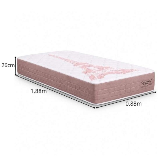 Colch�o Solteiro Molas Ensacadas Eiffel Anjos + Base Box Solteiro Korino Branca Ortobel - 88x188x63 cm