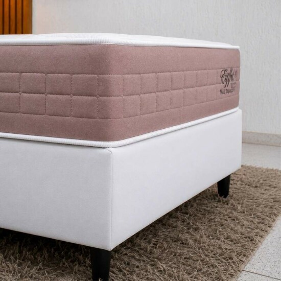 Colch�o Solteiro Molas Ensacadas Eiffel Anjos + Base Box Solteiro Korino Branca Ortobel - 88x188x63 cm