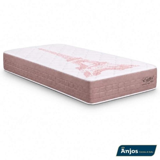 Colch�o Solteiro Molas Ensacadas Eiffel Anjos + Base Box Solteiro Korino Branca Ortobel - 88x188x63 cm
