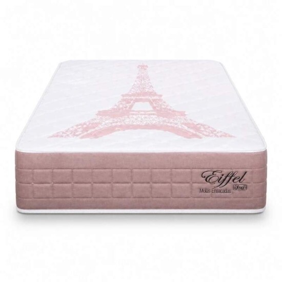 Colch�o Solteiro Molas Ensacadas Eiffel Anjos + Base Box Solteiro Korino Branca Ortobel - 88x188x63 cm