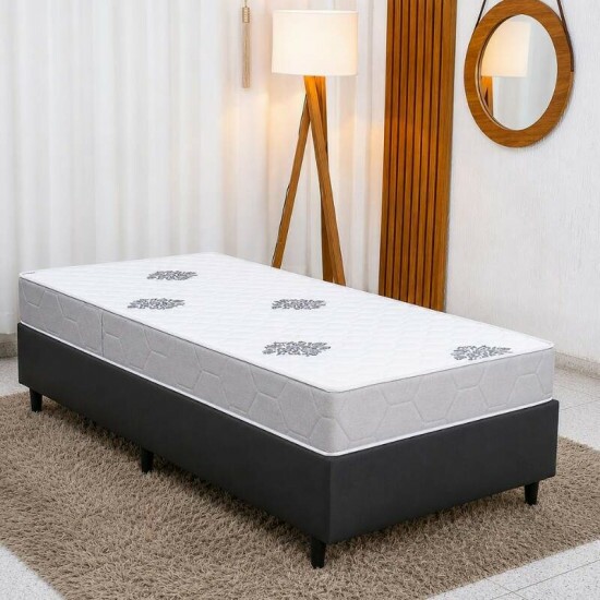 Colch�o Solteiro Ortop�dico Confort Premium Inovaflex + Base Box Solteiro Korino Preto Ortobel - 88x188x55 cm