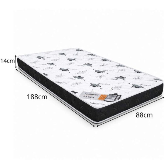 Colch�o Solteiro Espuma Lestespuma + Base Box Solteiro Korino Preto Ortobel - 88x188x51 cm