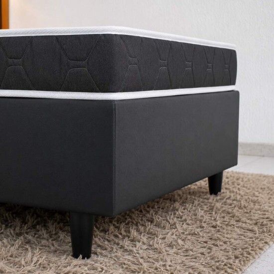 Colch�o Solteiro Espuma Lestespuma + Base Box Solteiro Korino Preto Ortobel - 88x188x51 cm