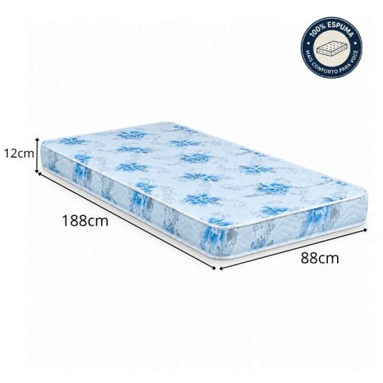 Colch�o Solteiro Espuma Dream Soft Ortobom + Base Box Solteiro Korino Preto Ortobel - 88x188x49