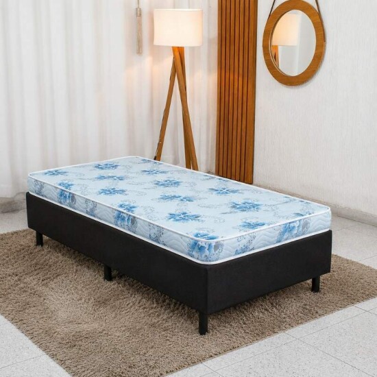 Colch�o Solteiro Espuma Dream Soft Ortobom + Base Box Solteiro Korino Preto Ortobel - 88x188x49