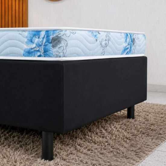 Colch�o Solteiro Espuma Dream Soft Ortobom + Base Box Solteiro Korino Preto Ortobel - 88x188x49