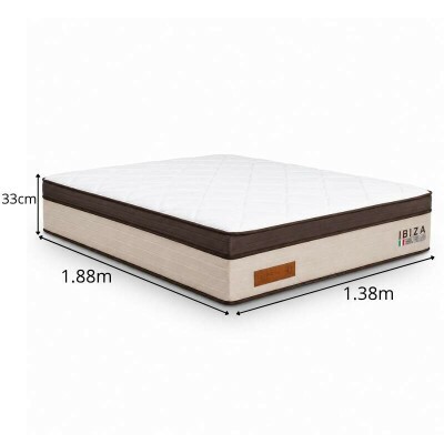 Colch�o Casal Molas Ensacadas Ibiza Bianchi 138x188x33 cm | Suporta at� 400kg