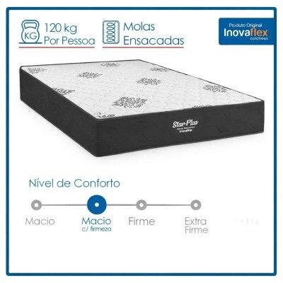Colch�o Queen Molas Ensacadas Pocket Star Plus Inovaflex 158x198x25 cm | Suporta at� 240kg