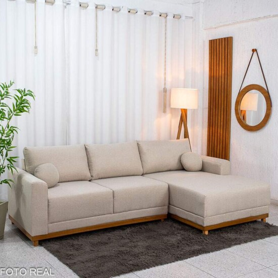 Sof� 3 Lug. Arm�nia C/Chaise Larg. 2.50m Linho Bege A57
