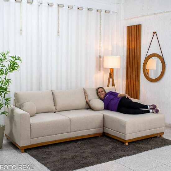 Sof� 3 Lug. Arm�nia C/Chaise Larg. 2.50m Linho Bege A57