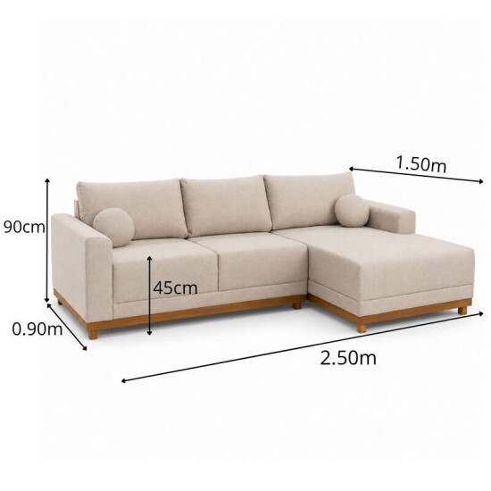 Sof� 3 Lug. Arm�nia C/Chaise Larg. 2.50m Linho Bege A57