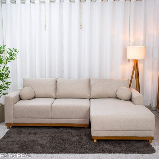 Sof� 3 Lug. Arm�nia C/Chaise Larg. 2.50m Linho Bege A57