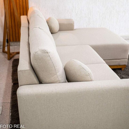 Sof� 3 Lug. Arm�nia C/Chaise Larg. 2.50m Linho Bege A57