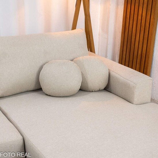 Sof� 3 Lug. Arm�nia C/Chaise Larg. 2.50m Linho Bege A57