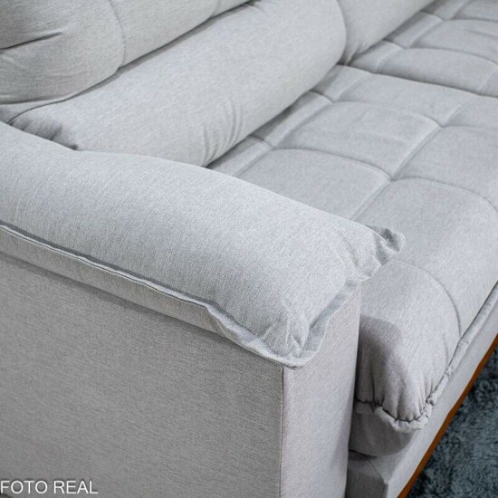 Sof� Retr�til Reclin�vel Ita�na 2.50m Linho Cinza 461 - Molas Ensacadas