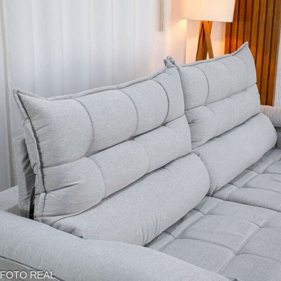 Sof� Retr�til Reclin�vel Ita�na 2.50m Linho Cinza 461 - Molas Ensacadas