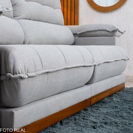 Sof� Retr�til Reclin�vel Ita�na 2.50m Linho Cinza 461 - Molas Ensacadas