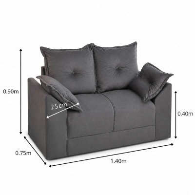 Sof� 2 Lugares Petra Veludinho Cinza 605/502 - 1,30m