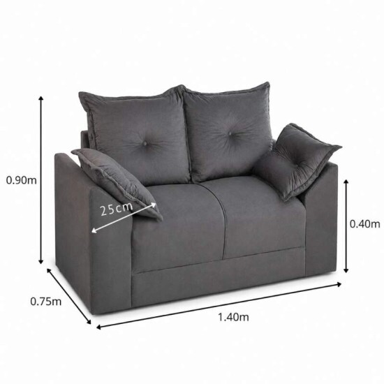 Sof� 2 Lugares Petra Veludinho Cinza 605/502 Larg. 1.30m